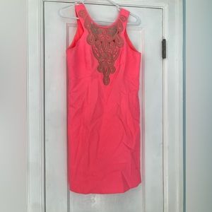 Lilly Pulitzer - Size 2 - Hot Pink and Gold Janice Shift Dress *untreated tanner